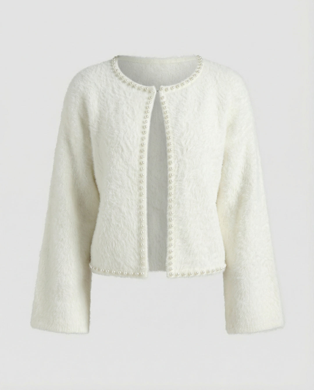 Strickjacke Damen flauschig mit Perlenverzierung