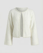 Strickjacke Damen flauschig mit Perlenverzierung