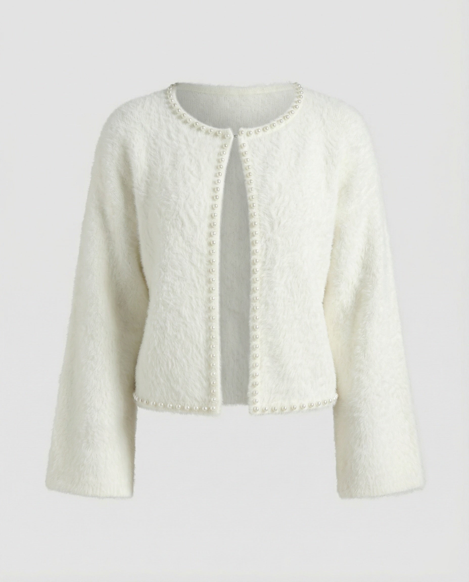 Strickjacke Damen flauschig mit Perlenverzierung