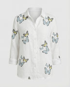 Leinenoptik Bluse Damen Floral