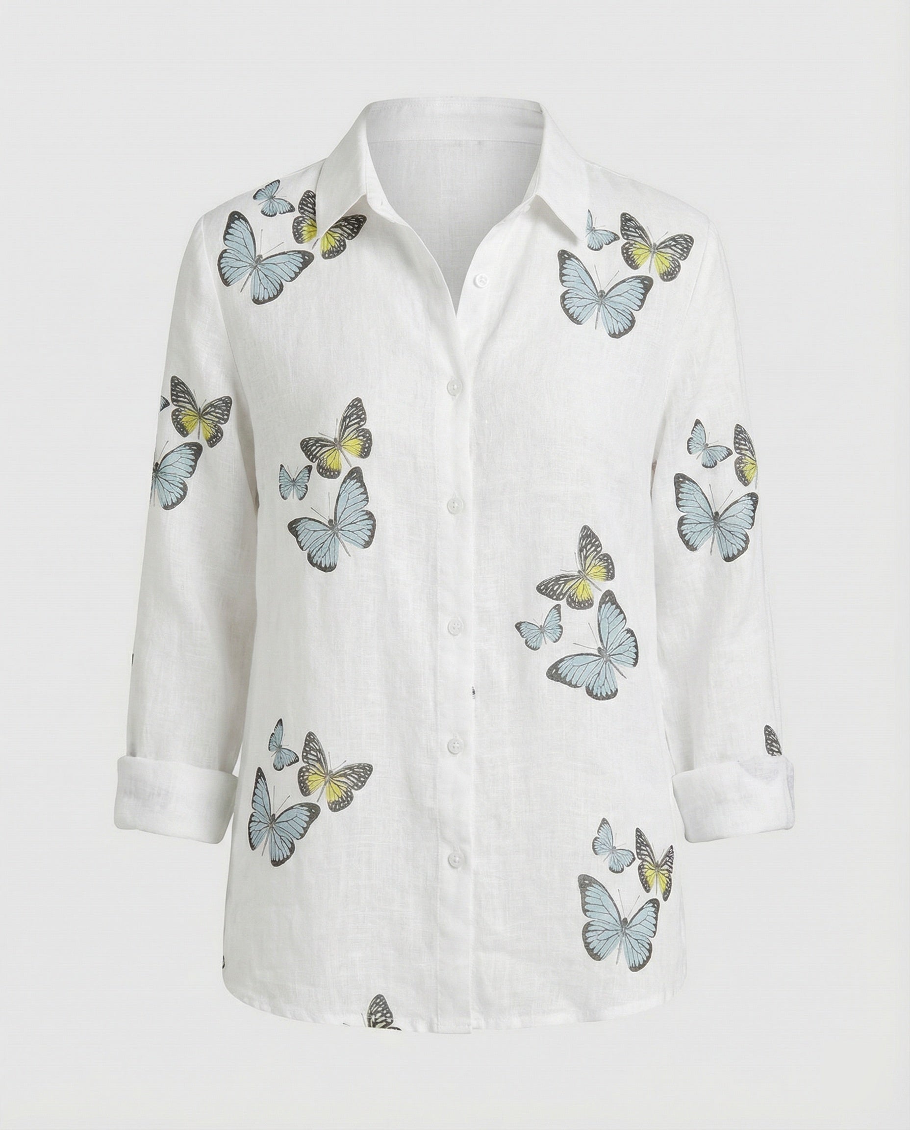 Leinenoptik Bluse Damen Floral