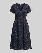 Damen Midikleid gesmokte Taille