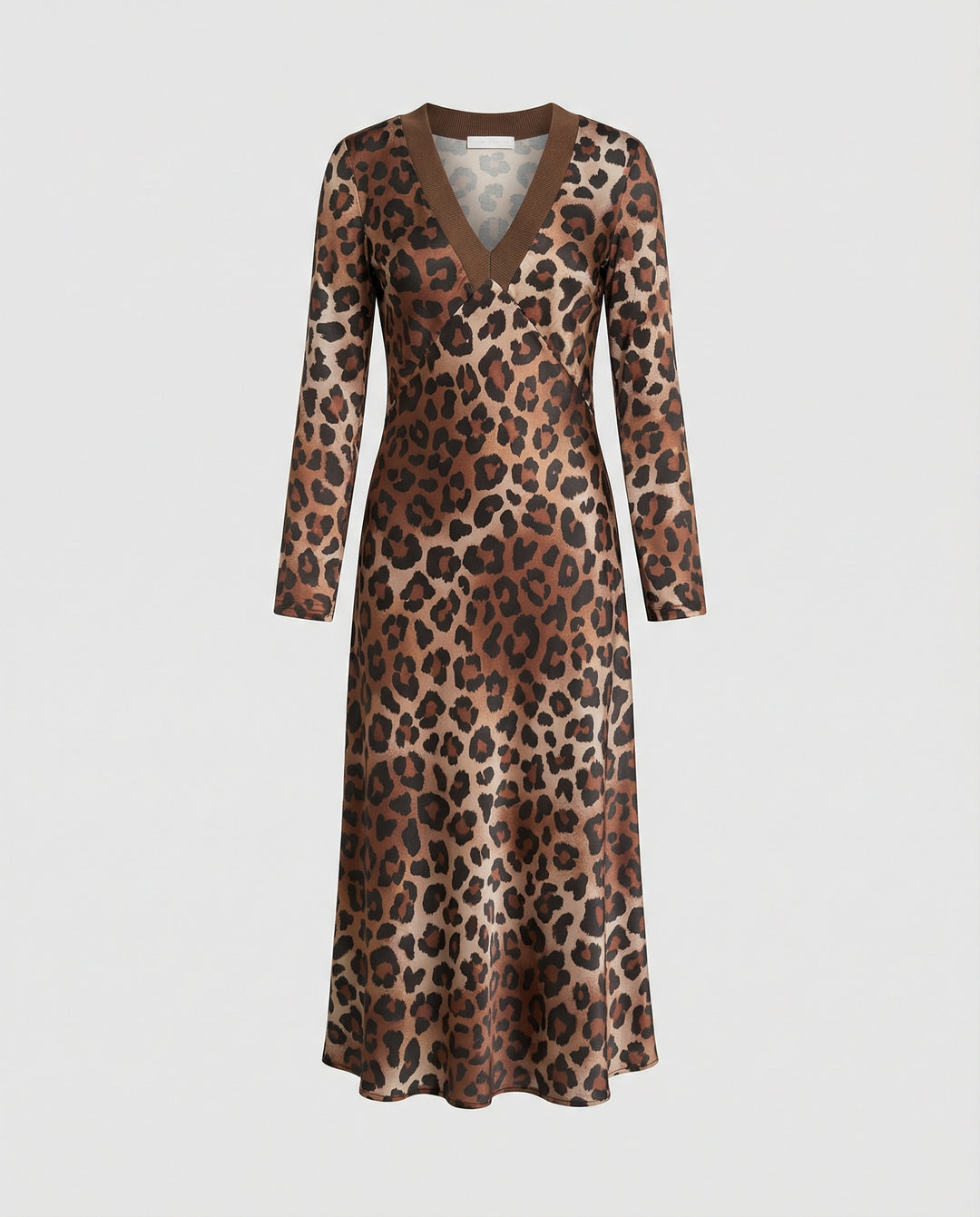 Damen Midikleid Satin Leopard Print