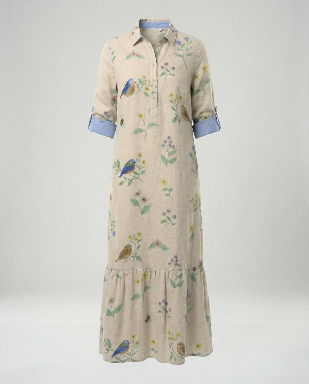 Damen Hemdblusenkleid mit Volant