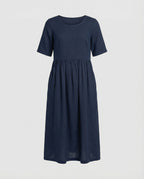 Freizeitkleid Damen Midikleid Leinenoptik