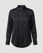 Damen elegante Satinbluse mit klassischem Kragen und zeitlosem Schnitt R&B