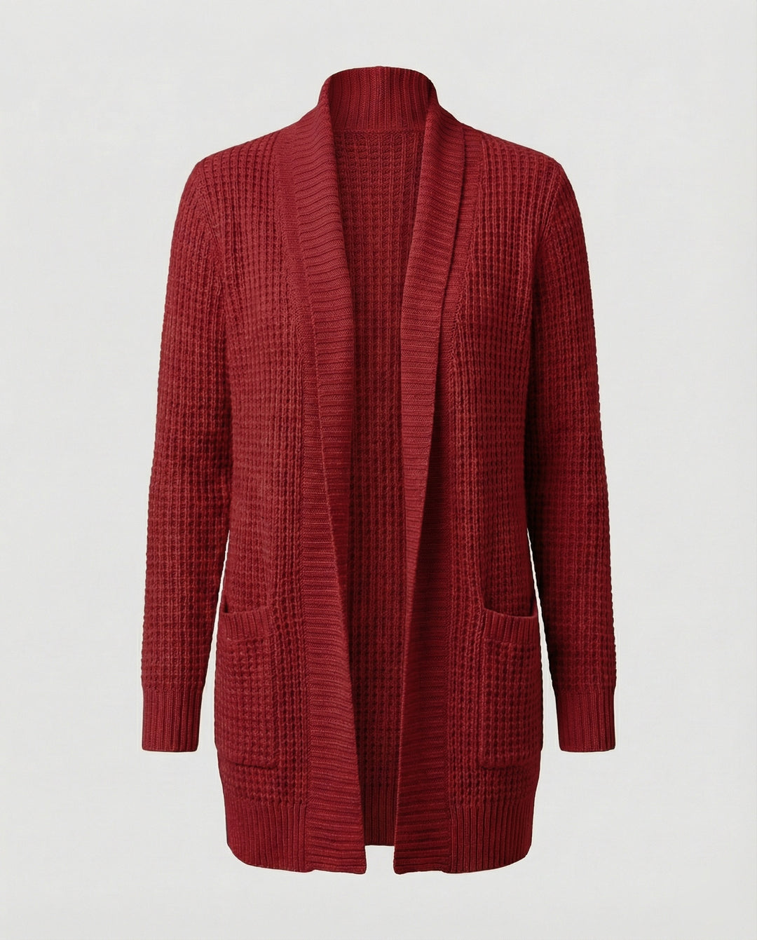 R&B | Strickjacke Weiches Strickmaterial Lockere Passform Offene Vorderseite Taschen Lange Ärmel