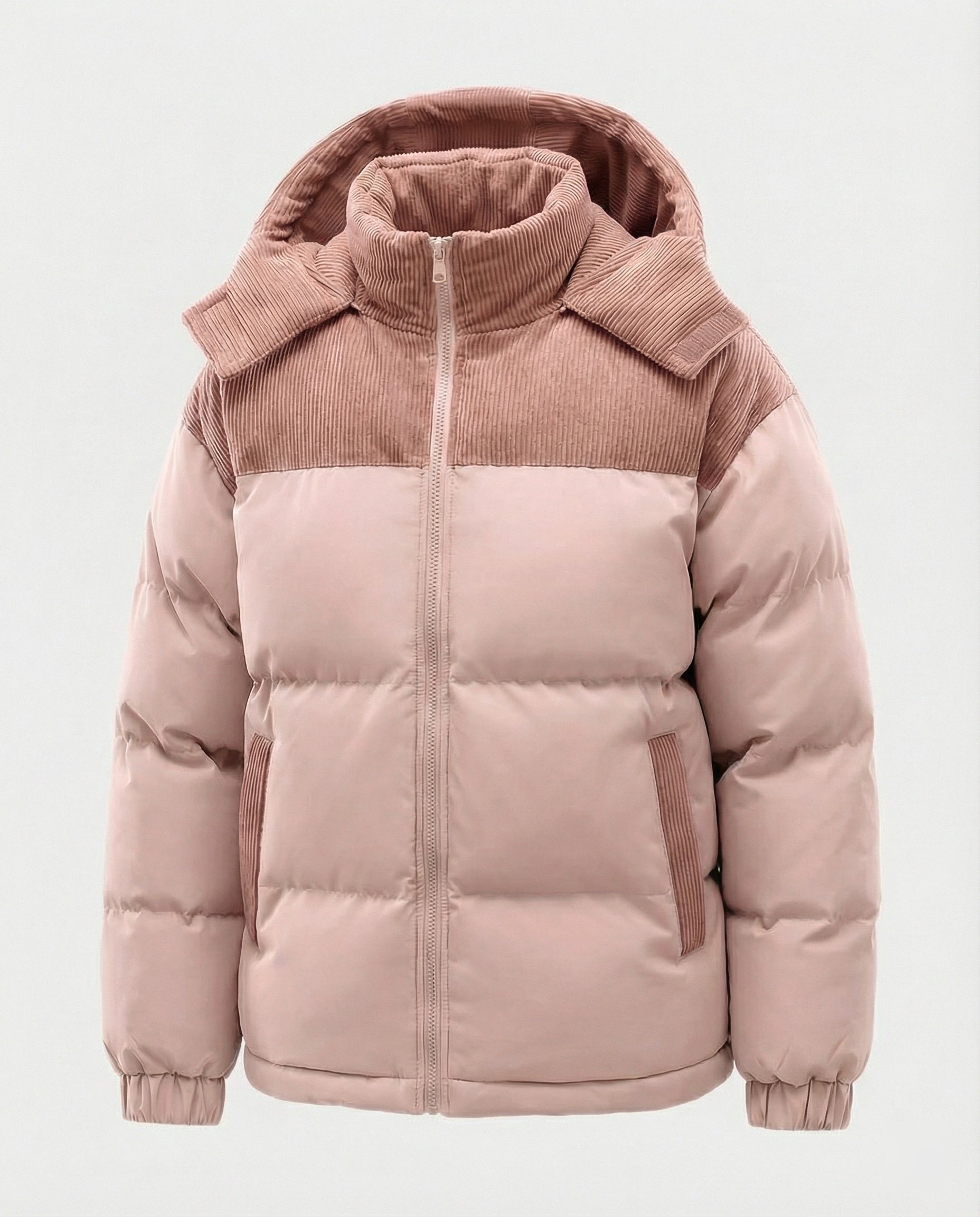 R&B | Casuale Kapuzenjacke mit Puffern und Farbblockdesign