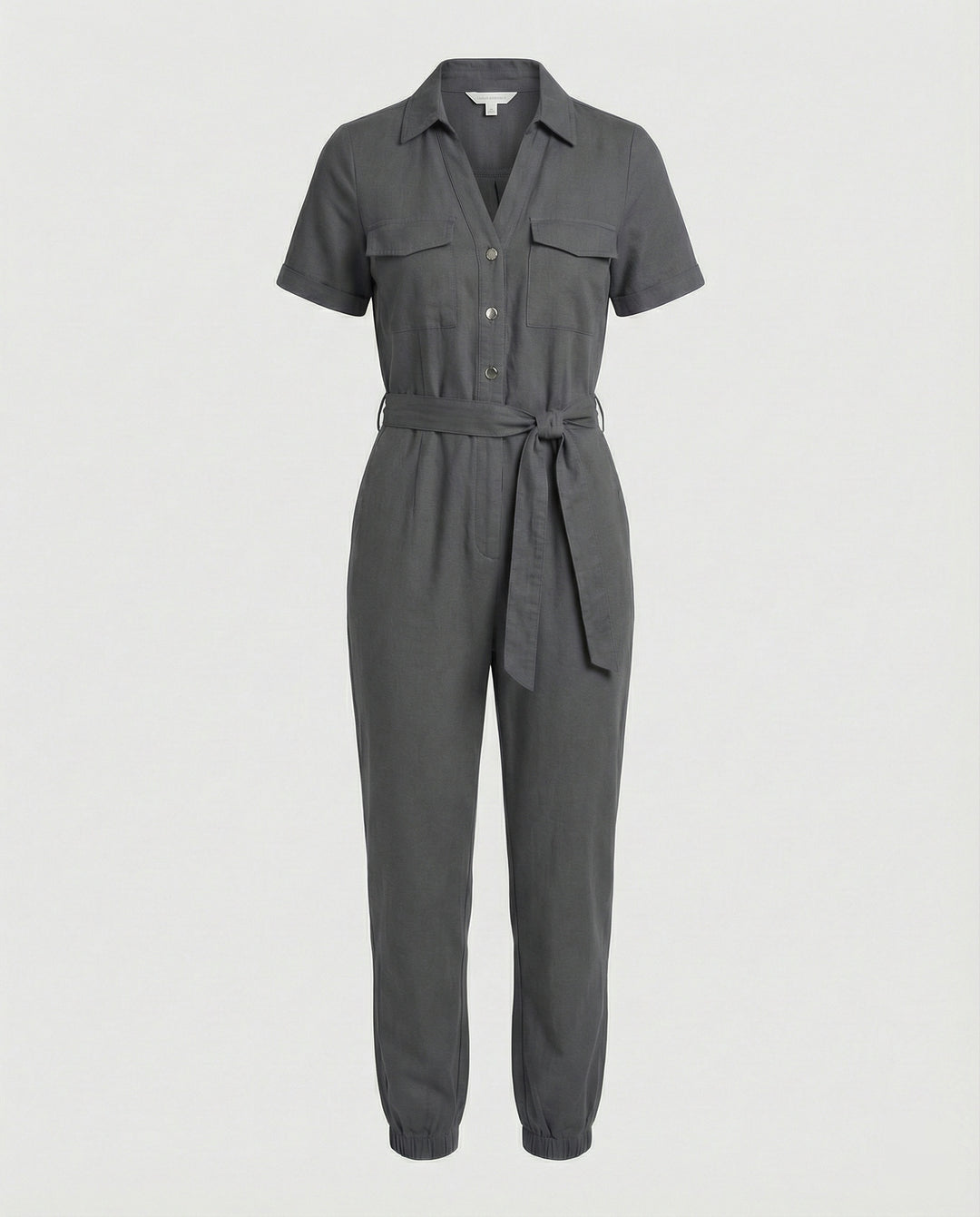 Damen lässiger Jumpsuit mit tailliertem Schnitt und durchgehender Knopfleiste R&B