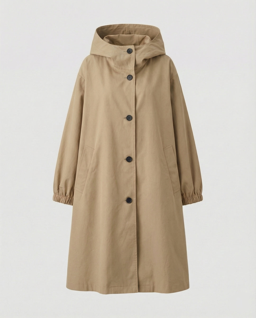 R&B | stilvolle lange Damenjacke mit Kapuze