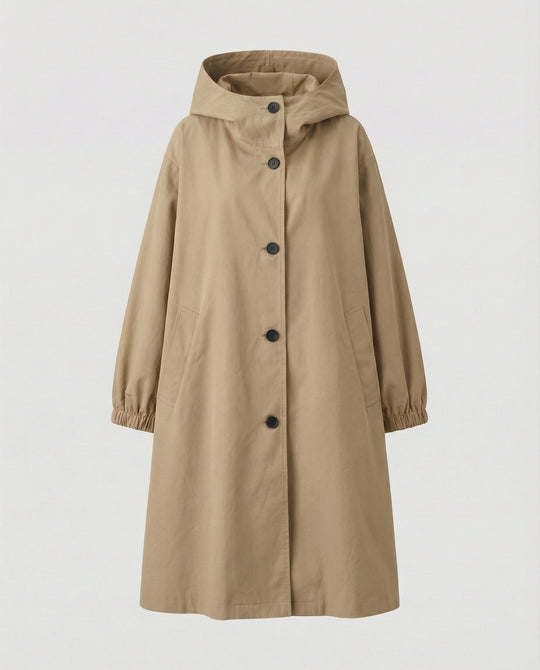R&B | stilvolle lange Damenjacke mit Kapuze