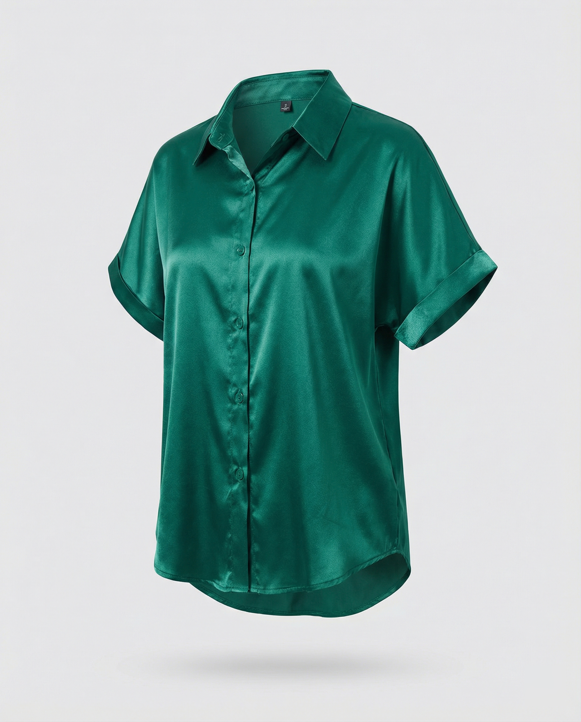 Damen Satin-Bluse mit großem Kragen und überschnittenen Schultern R&B