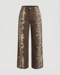 Damen Jeans weit High Waist Print