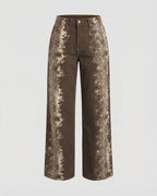 Damen Jeans weit High Waist Print