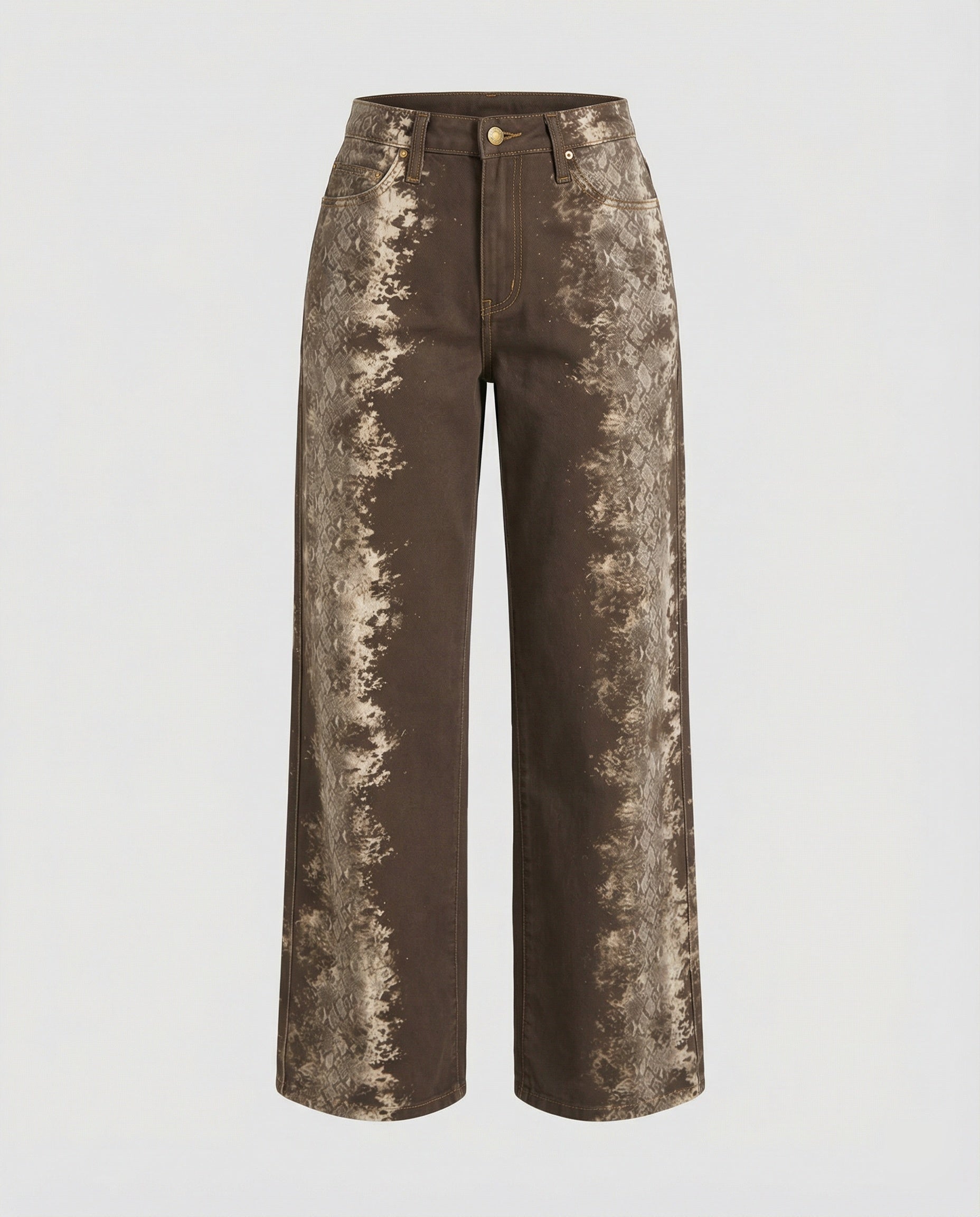 Damen Jeans weit High Waist Print