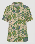 Damen Bluse Leinen Peter Pan Kragen