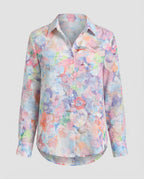 Leichte Hemdbluse Damen Aquarell Blumen