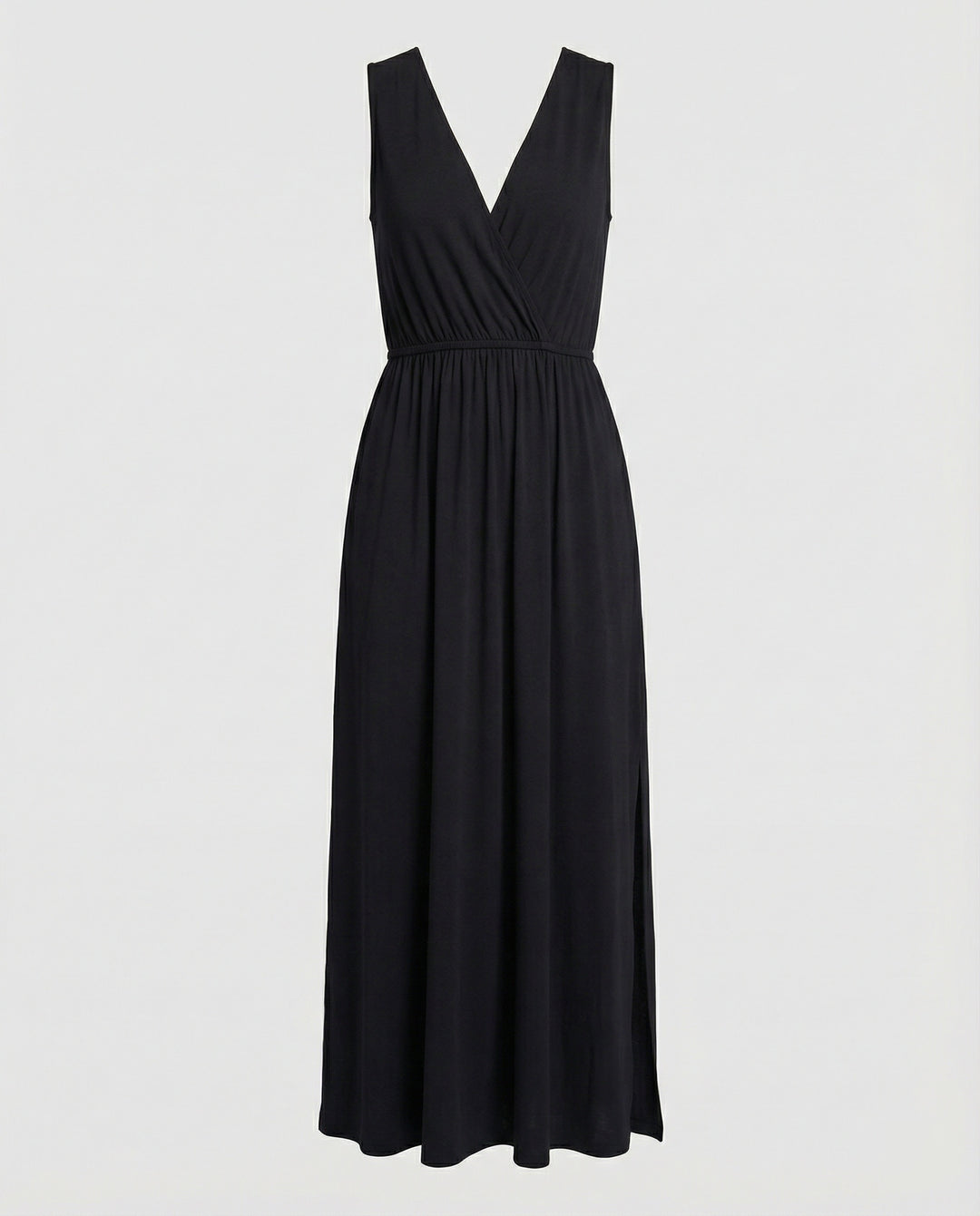 Damen Maxikleid Wickeloptik mit Beinschlitz
