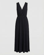 Damen Maxikleid Wickeloptik mit Beinschlitz