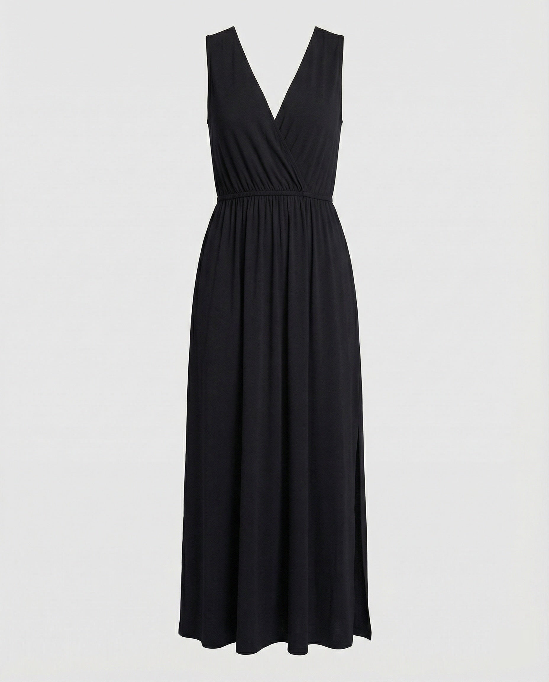 Damen Maxikleid Wickeloptik mit Beinschlitz