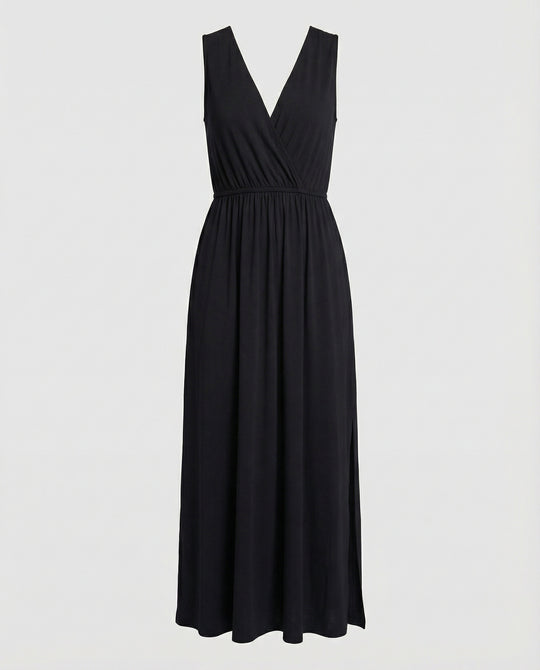 Damen Maxikleid Wickeloptik mit Beinschlitz