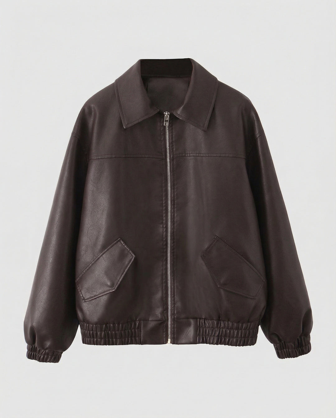 Damen Metallic Kunstlederjacke