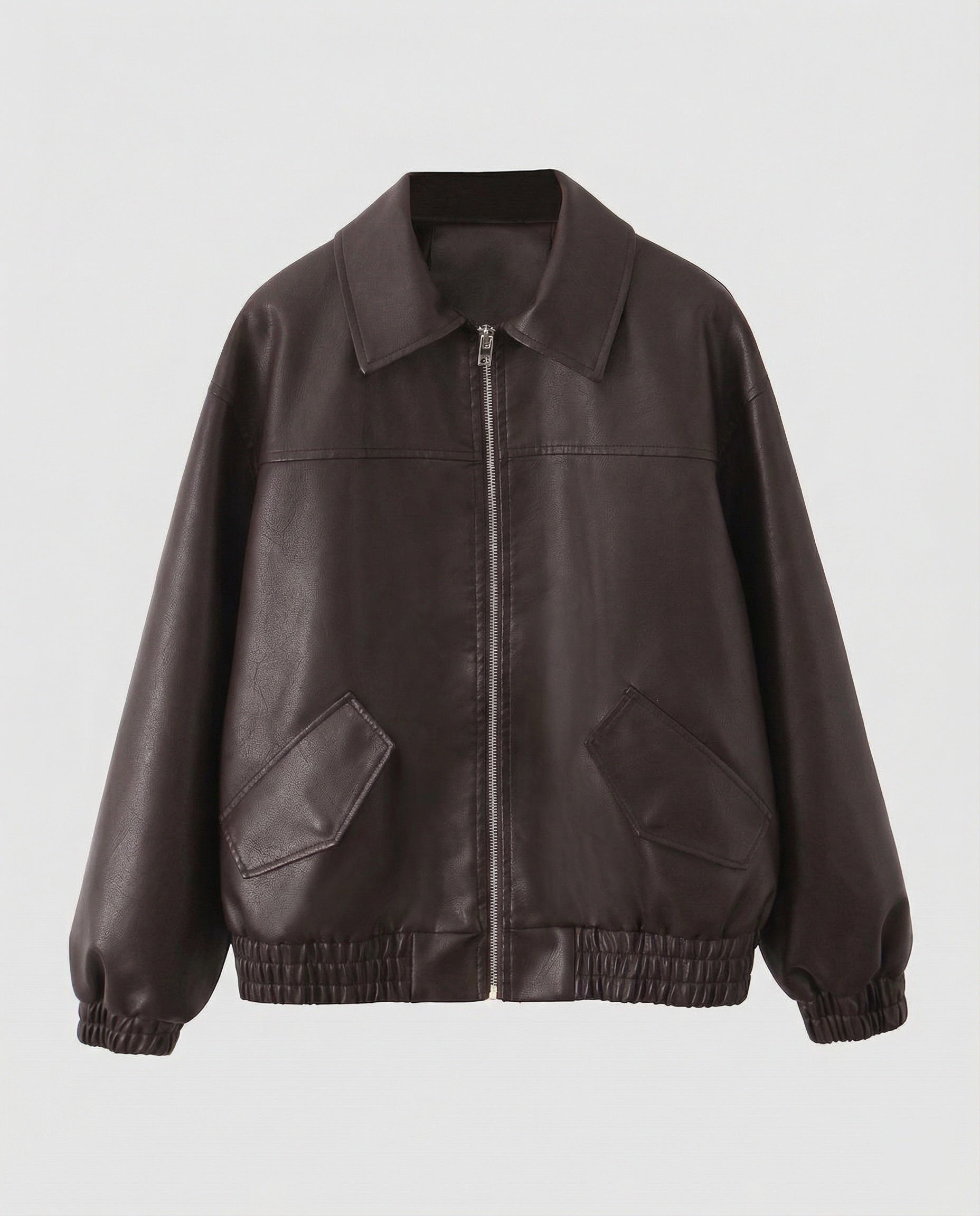 Damen Metallic Kunstlederjacke