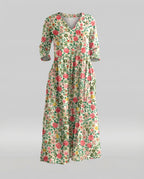 Damen Boho Maxikleid Sommer Leinenoptik