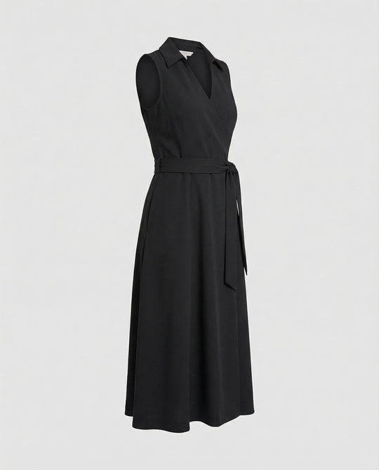 Damen Wickelkleid Freizeitkleid mit Gürtel