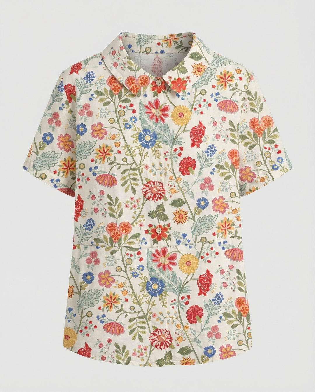 Damen Bluse Leinen Peter Pan Kragen