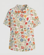 Damen Bluse Leinen Peter Pan Kragen
