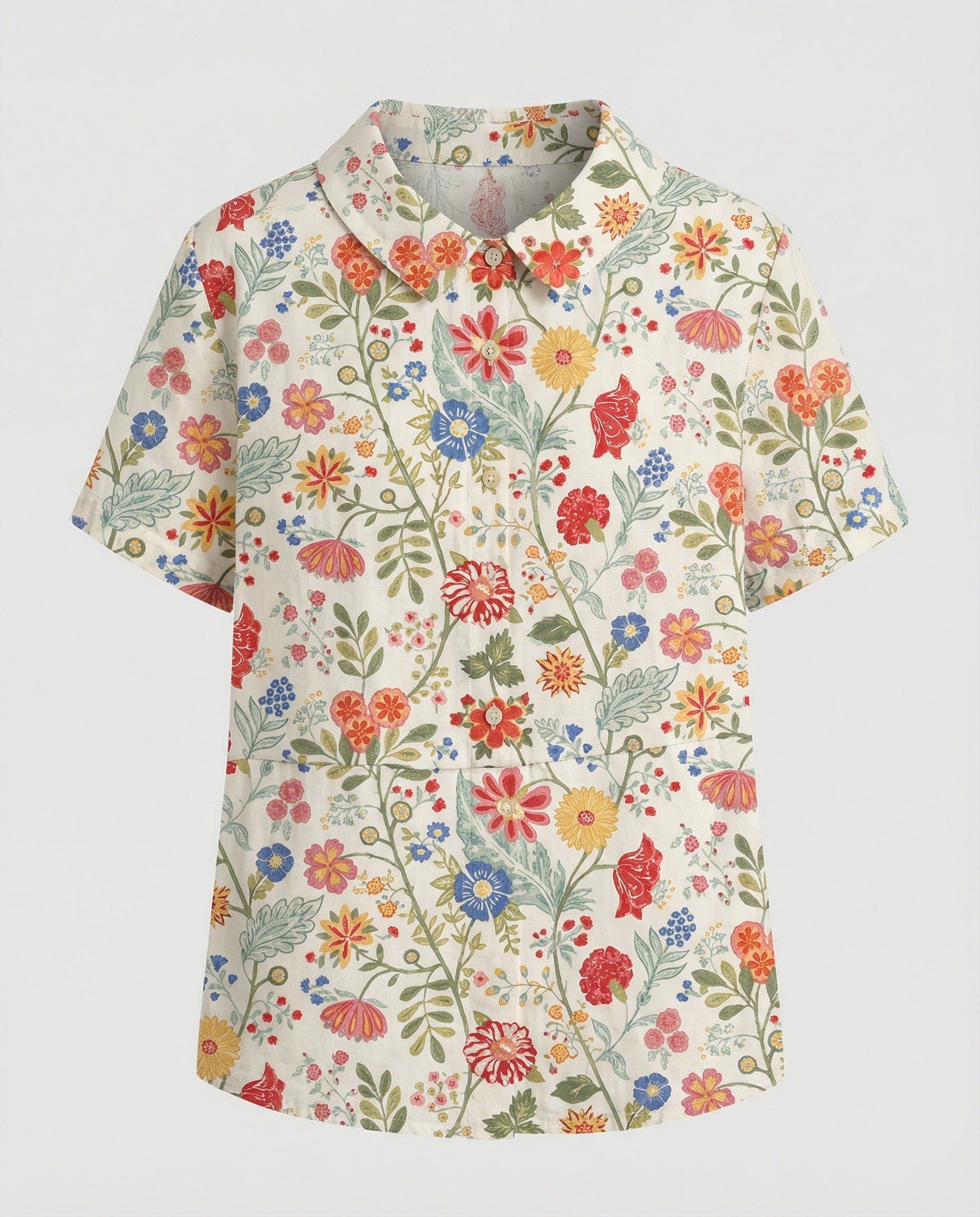 Damen Bluse Leinen Peter Pan Kragen