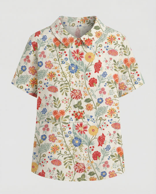 Damen Bluse Leinen Peter Pan Kragen