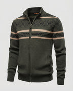 Herren Strickjacke mit modernem Zipper-Design und Muster
