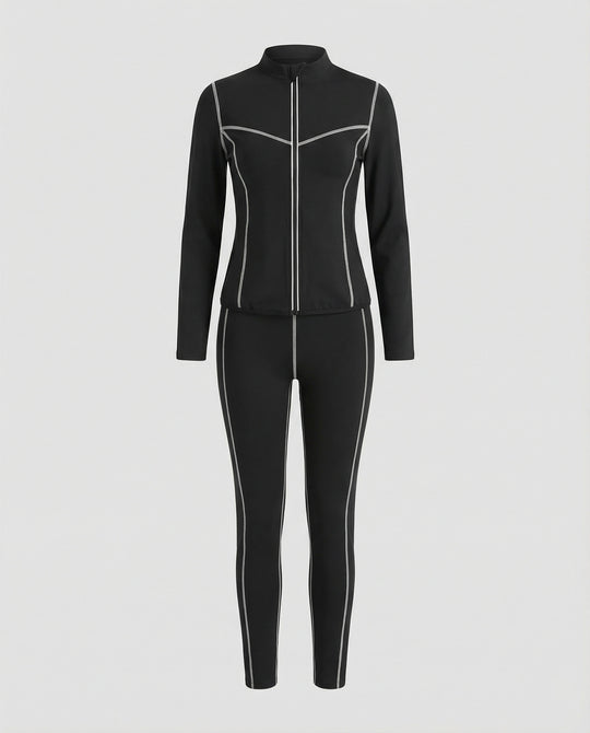 Damen Sportset Stretch mit Zip Jacke und Leggings