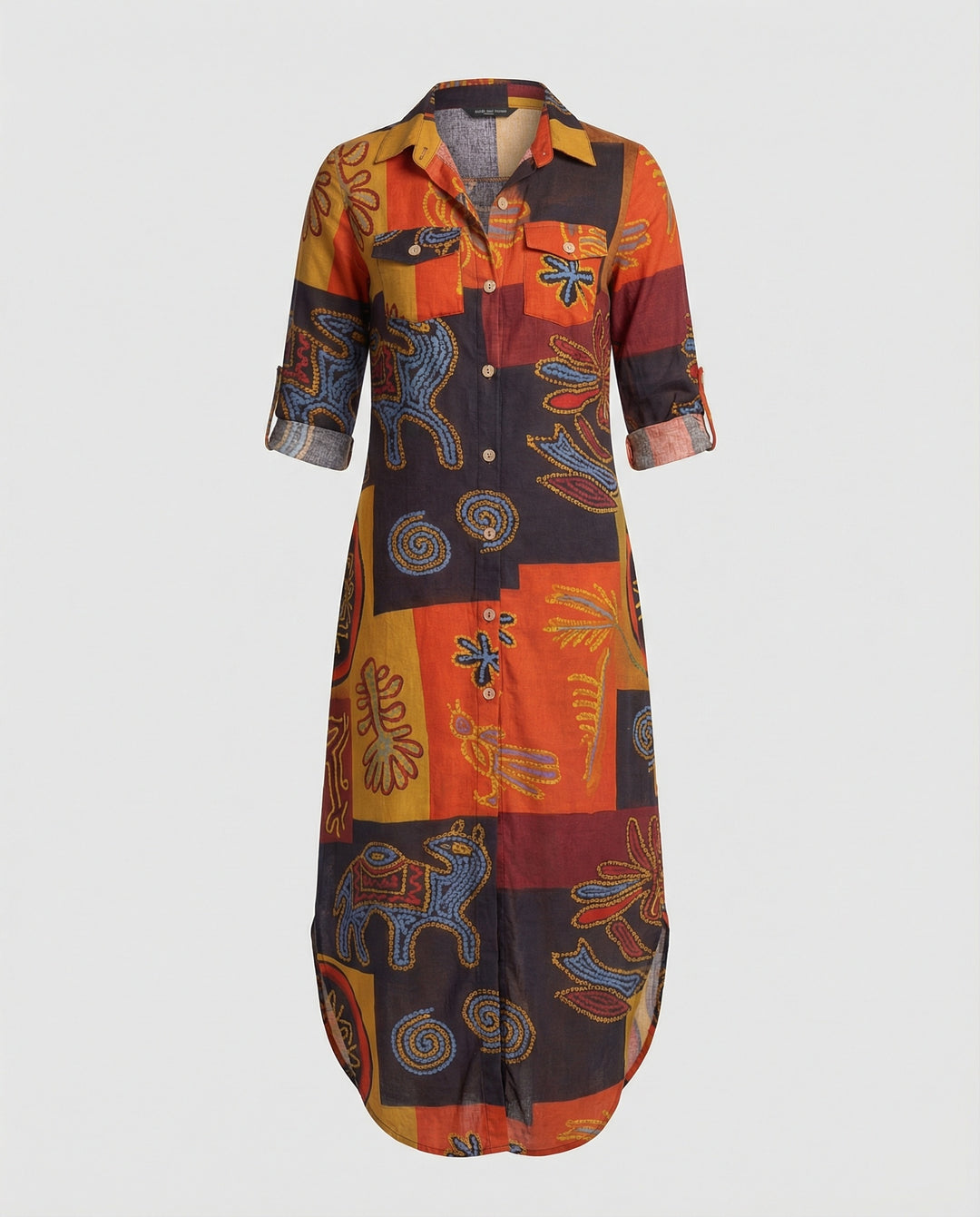 Freizeitkleid Damen Hemdblusenkleid Schlitz