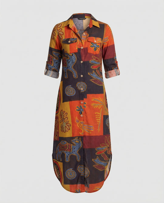 Freizeitkleid Damen Hemdblusenkleid Schlitz