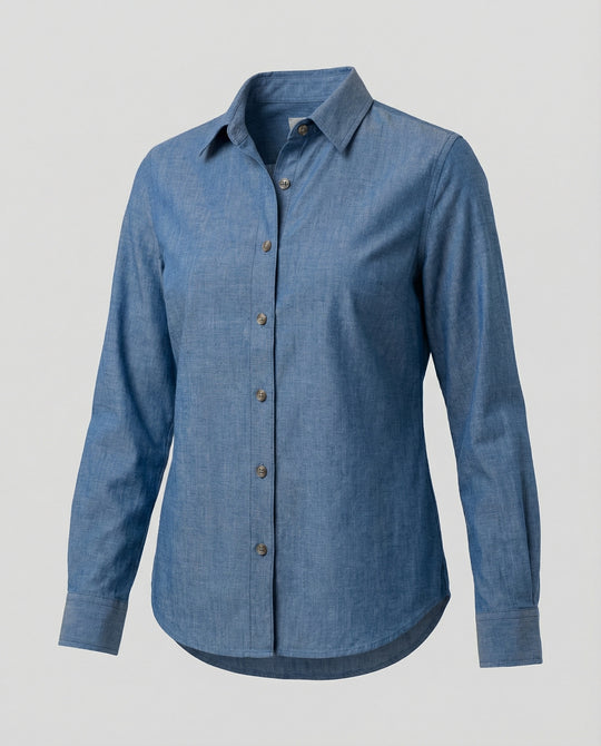 Zweifarbige Hemdbluse Jeansoptik Damen