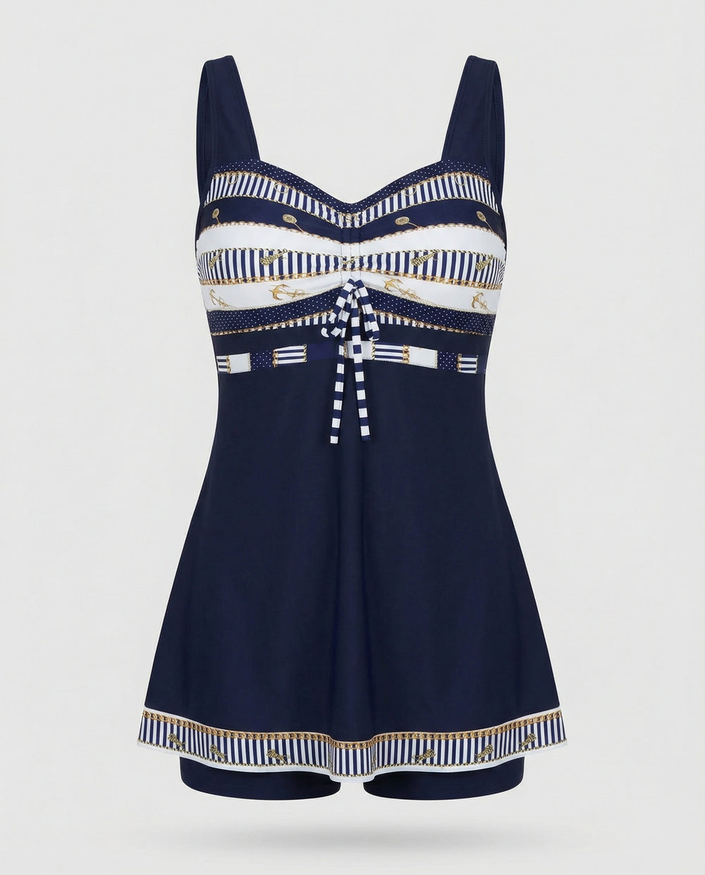 R&B | Blauer, Schmaler, Leichter Patchwork-Tankini