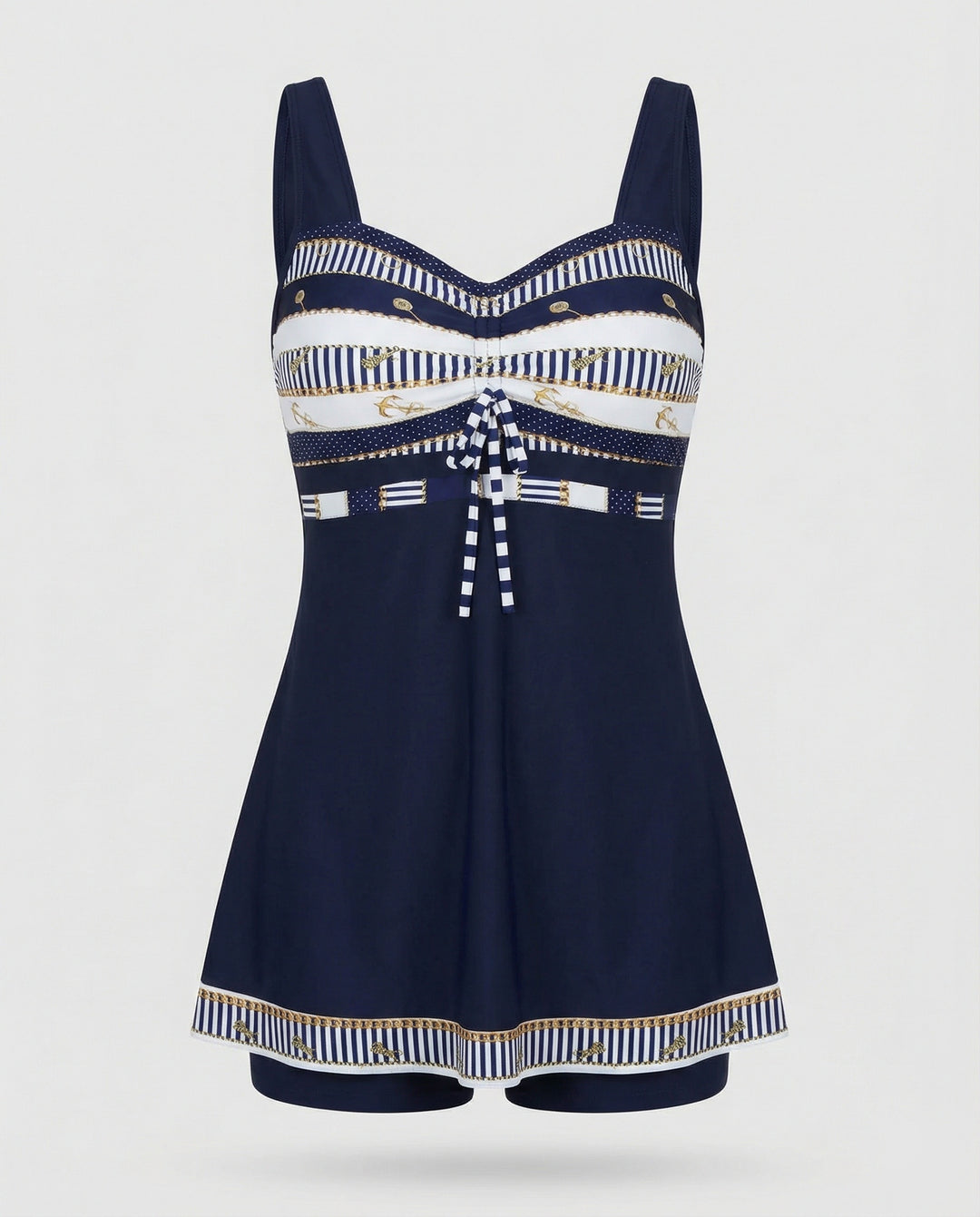 R&B | Blauer, Schmaler, Leichter Patchwork-Tankini