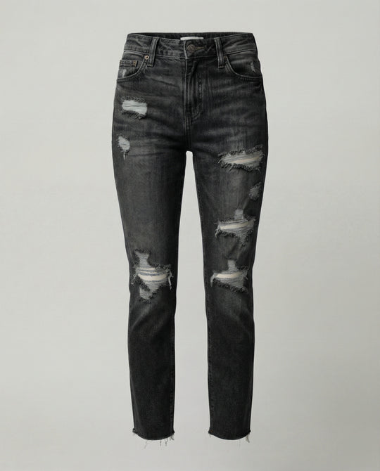 Damen Slim Fit Jeans mit Destroyed Details im Used-Look | R&B