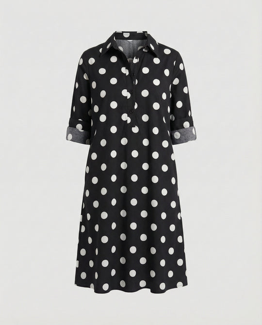 Hemdblusenkleid mit Umlegekragen & Dreiviertelärmel