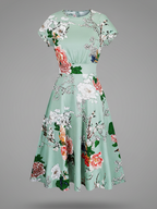 Damen Blumenkleid Midikleid Floral
