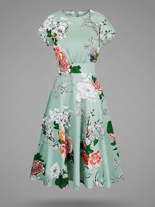 Damen Blumenkleid Midikleid Floral