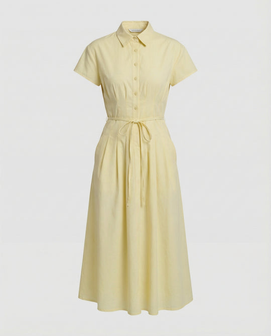 Damen Leinen Hemdkleid mit Gürtel