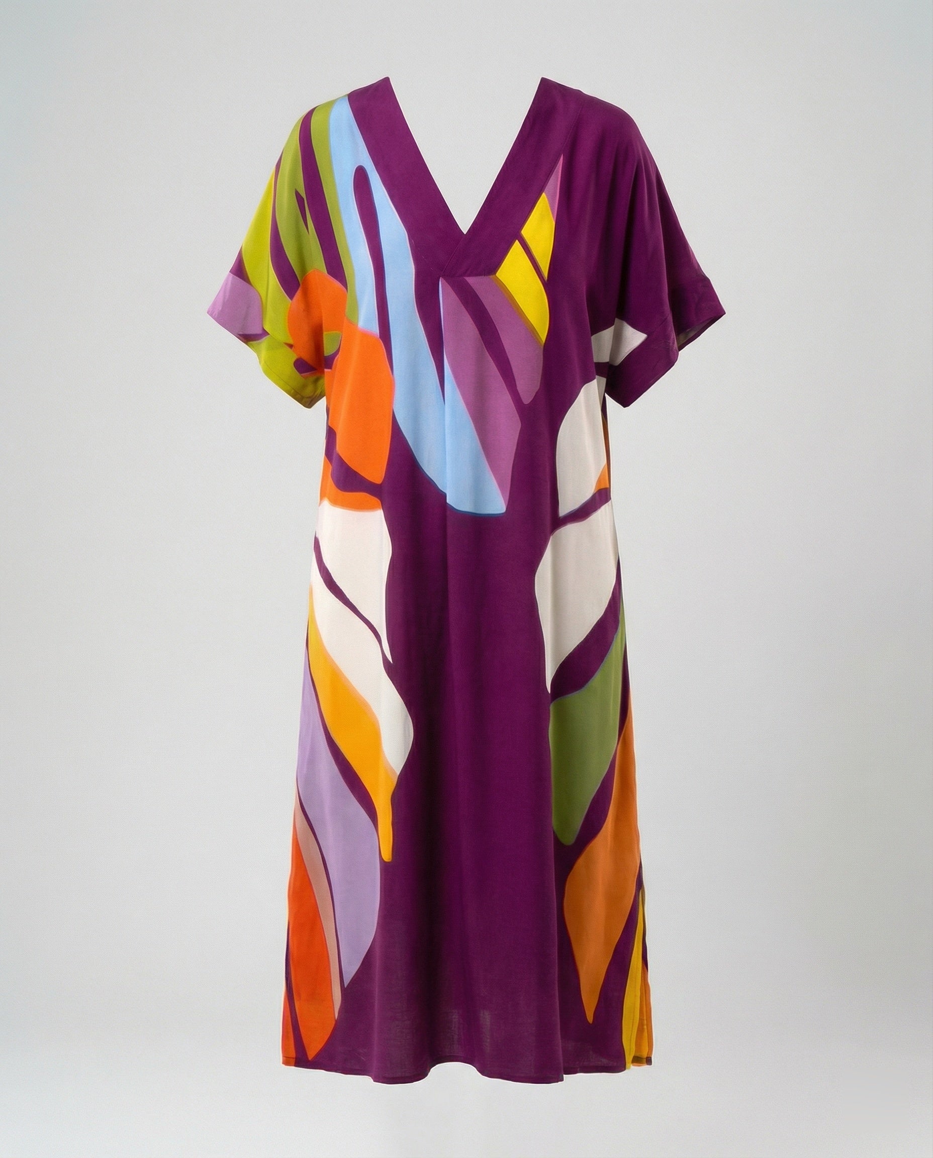 Damen Kaftan Midikleid Print