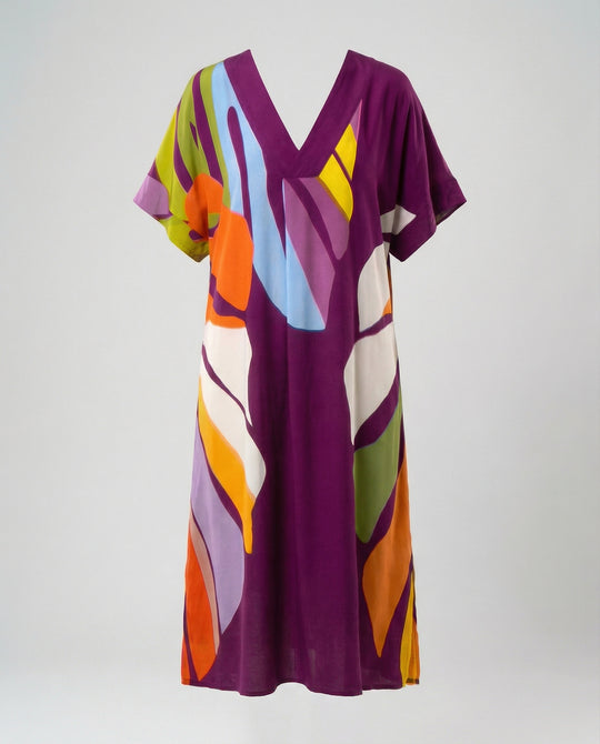 Damen Kaftan Midikleid Print