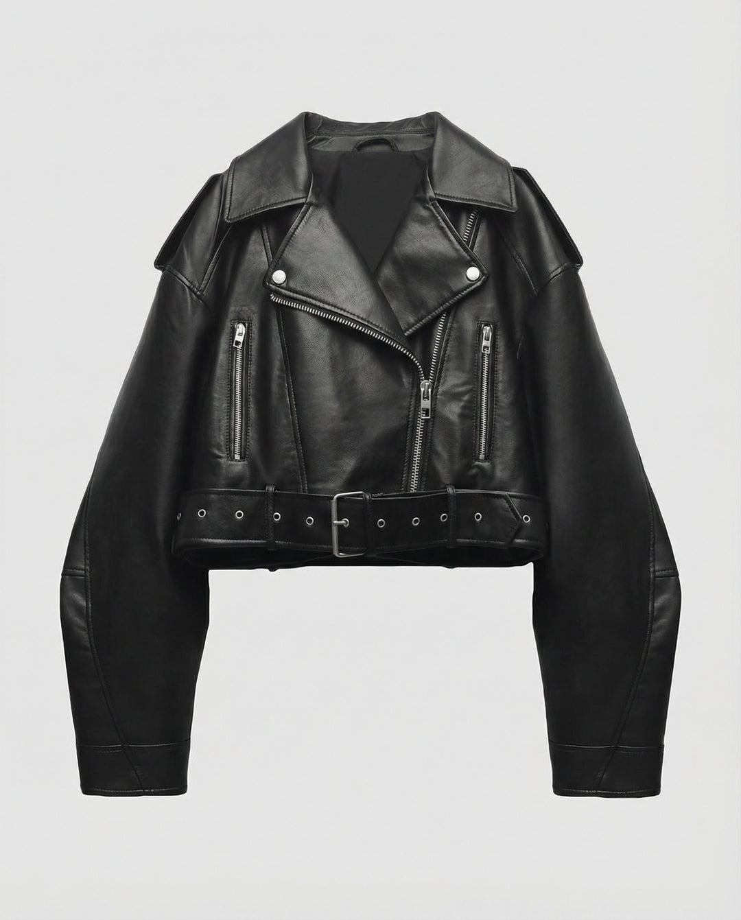 Damen Kunstleder Bikerjacke tailliert geschnitten
