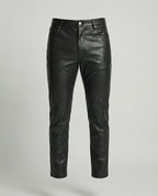 Herren Kunstleder Hose Slim Fit mit Taschen