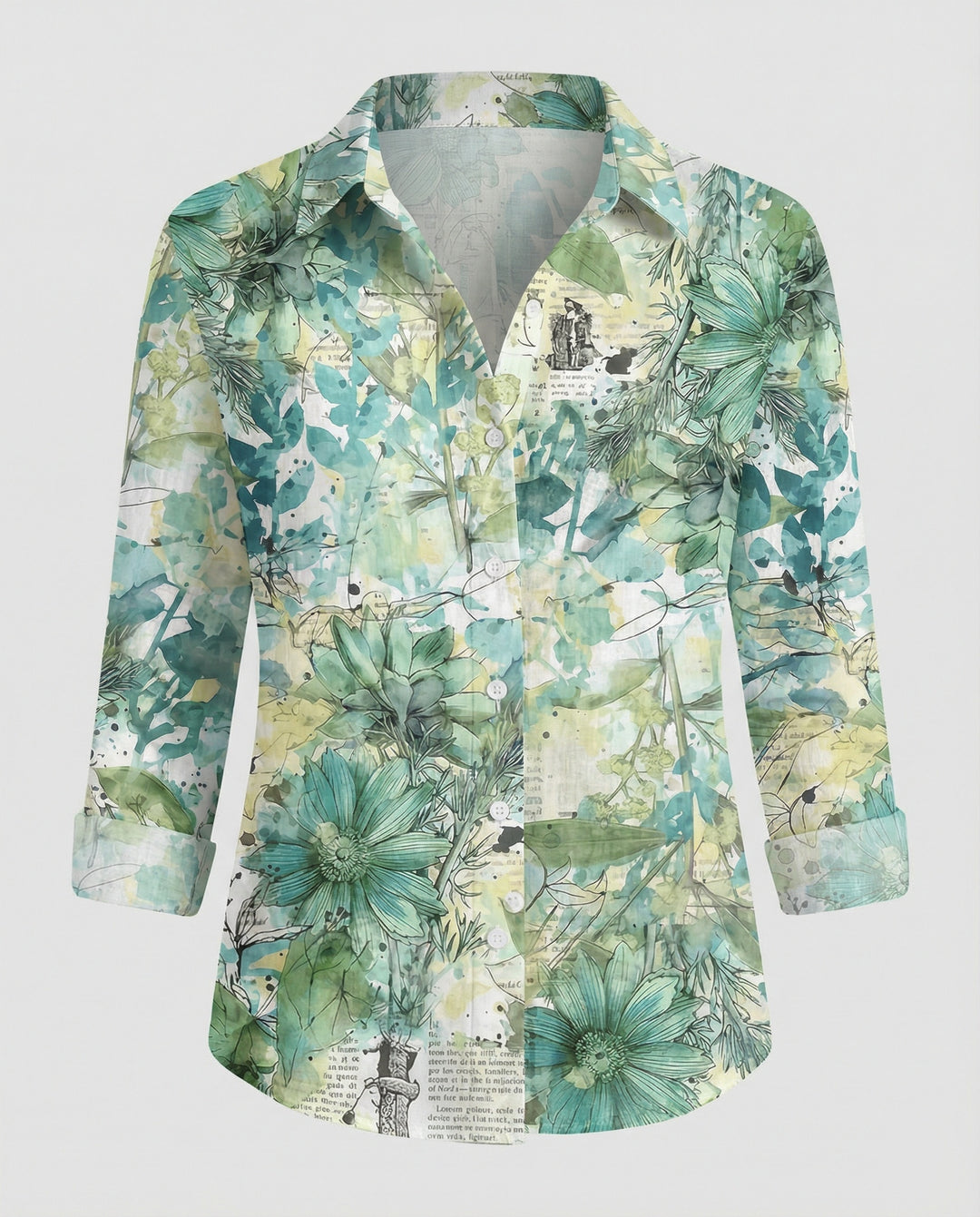 Leinenoptik Bluse Damen Floral